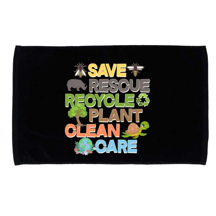 Save Rescue Recycle Plant Clean Care Earth Day Microfiber Hand Towel