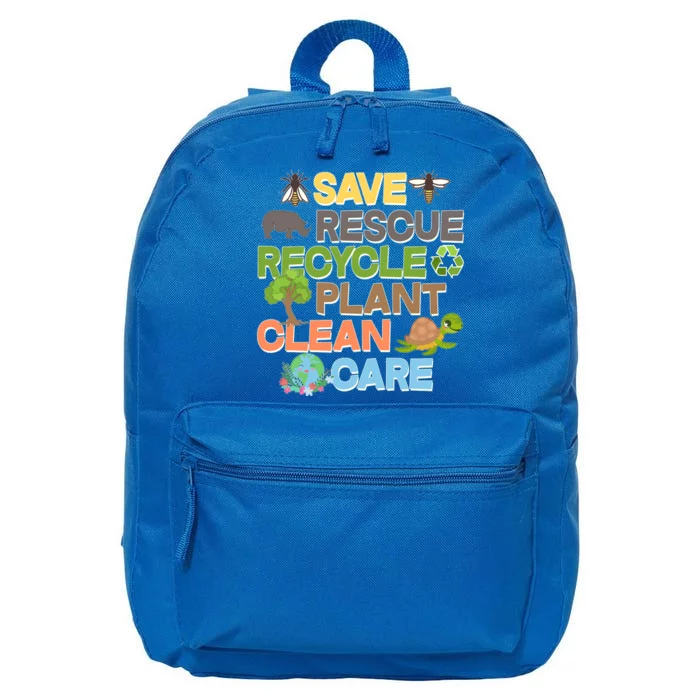 Save Rescue Recycle Plant Clean Care Earth Day 16 in Basic Backpack