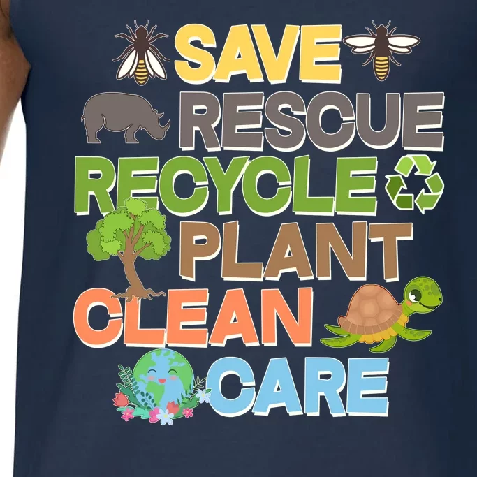 Save Rescue Recycle Plant Clean Care Earth Day Comfort Colors® Tank Top