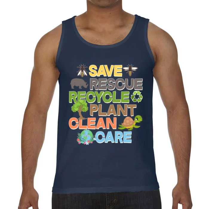 Save Rescue Recycle Plant Clean Care Earth Day Comfort Colors® Tank Top