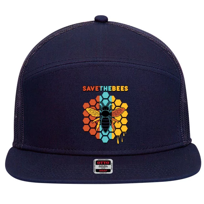 Save The Bees 7 Panel Mesh Trucker Snapback Hat