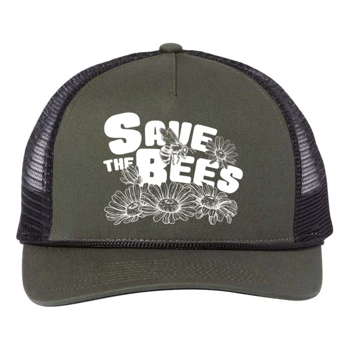 Save The Bees Floral Retro Rope Trucker Hat Cap