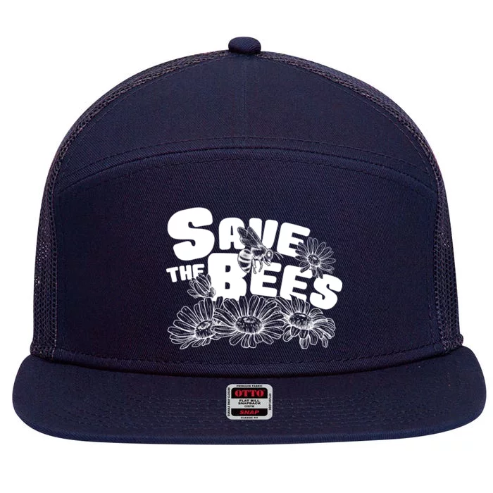 Save The Bees Floral 7 Panel Mesh Trucker Snapback Hat