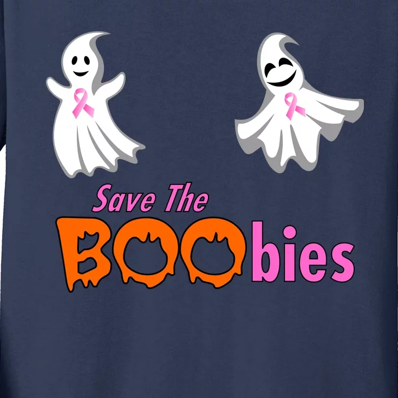 Save The Boobies Halloween Ghost Kids Long Sleeve Shirt