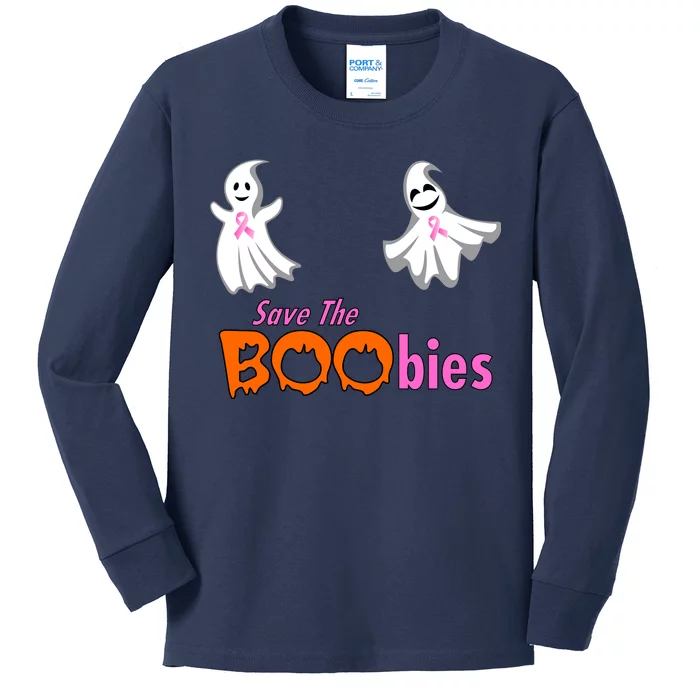 Save The Boobies Halloween Ghost Kids Long Sleeve Shirt