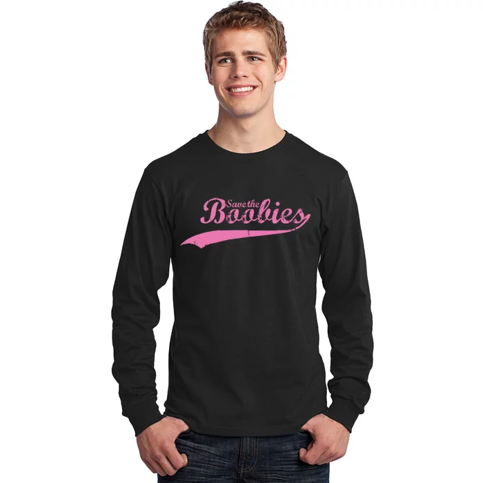 Save The Boobies Retro Breast Cancer Long Sleeve Shirt