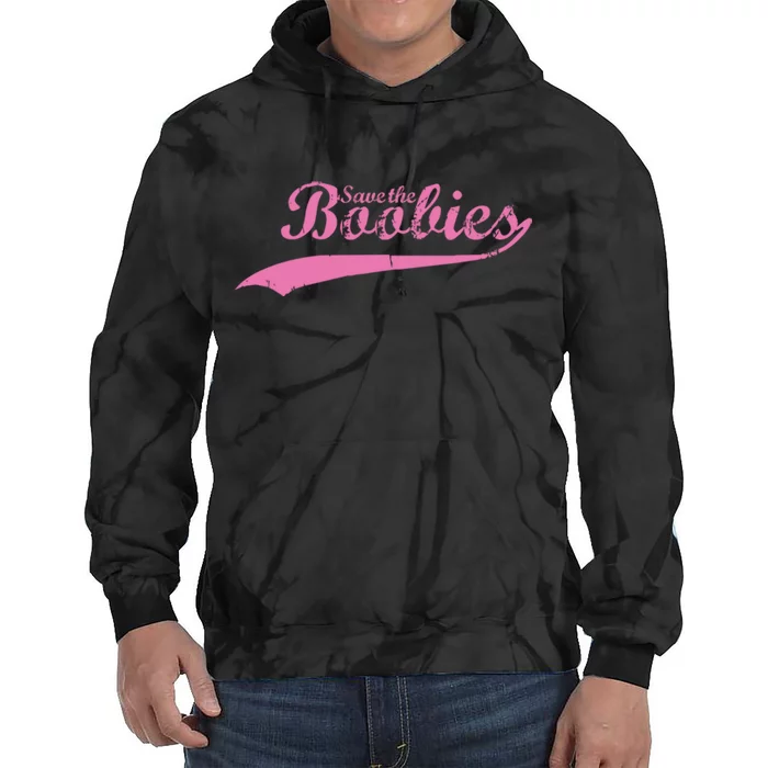 Save The Boobies Retro Breast Cancer Tie Dye Hoodie