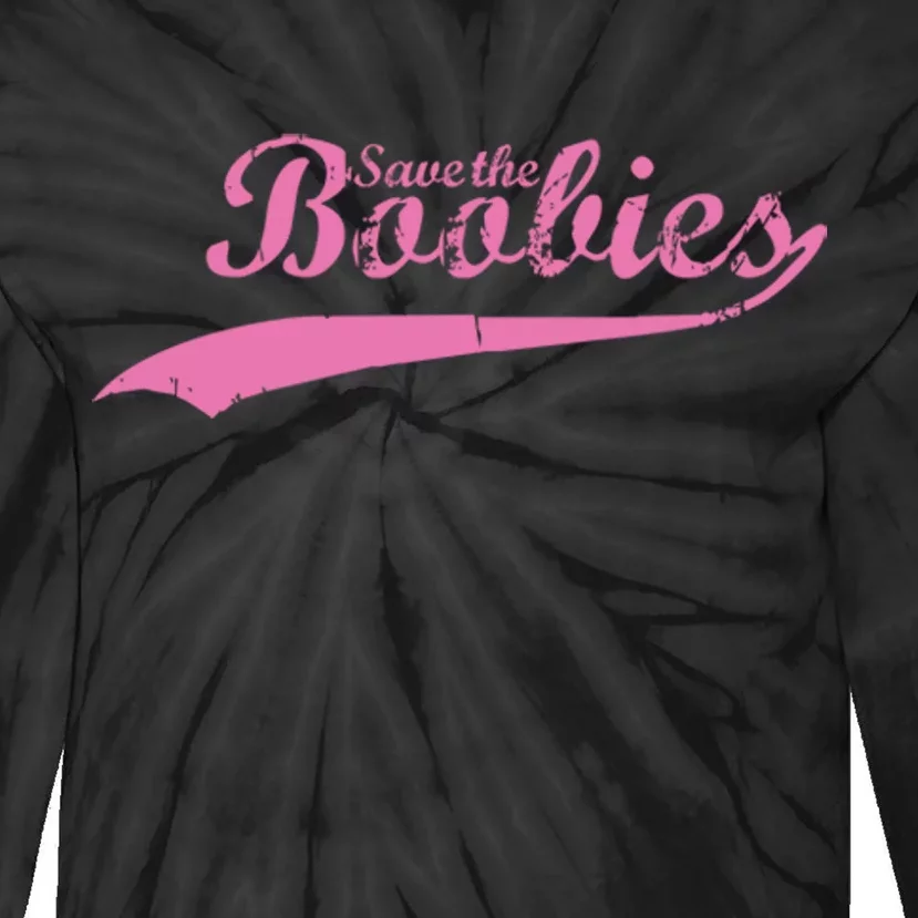 Save The Boobies Retro Breast Cancer Tie-Dye Long Sleeve Shirt