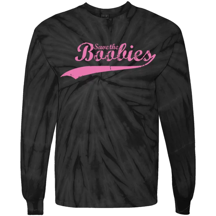 Save The Boobies Retro Breast Cancer Tie-Dye Long Sleeve Shirt