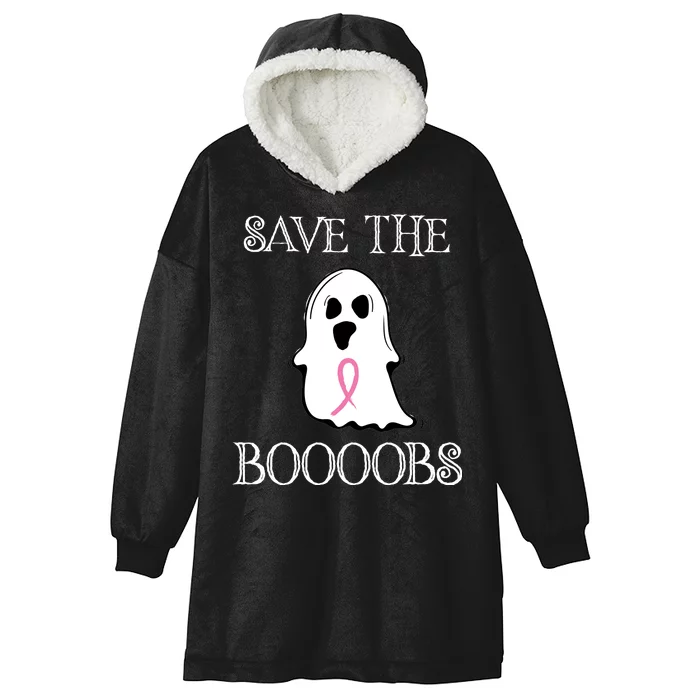 Save The Boooobs Breast Cancer Halloween Ghost Hooded Wearable Blanket