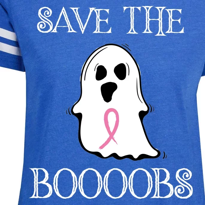 Save The Boooobs Breast Cancer Halloween Ghost Enza Ladies Jersey Football T-Shirt