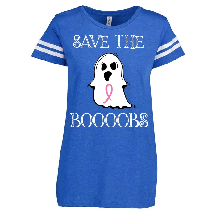 Save The Boooobs Breast Cancer Halloween Ghost Enza Ladies Jersey Football T-Shirt