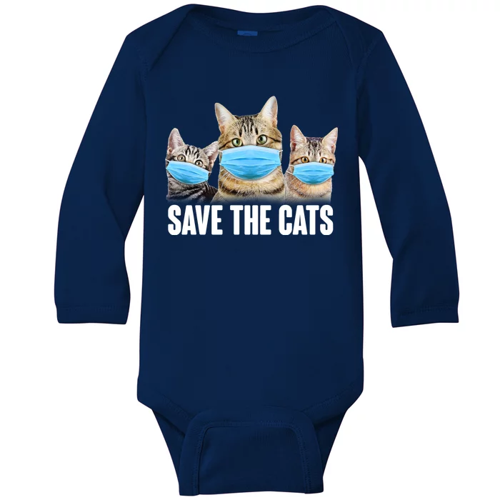 Save The Cats Face Mask Pandemic Baby Long Sleeve Bodysuit