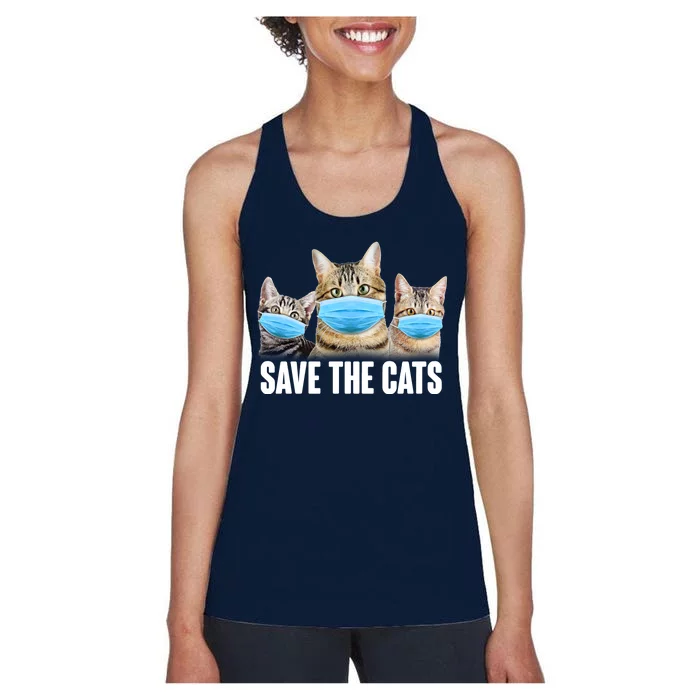 Save The Cats Face Mask Pandemic Women's Racerback Tank