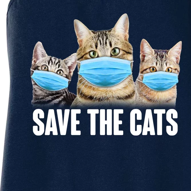 Save The Cats Face Mask Pandemic Women's Racerback Tank