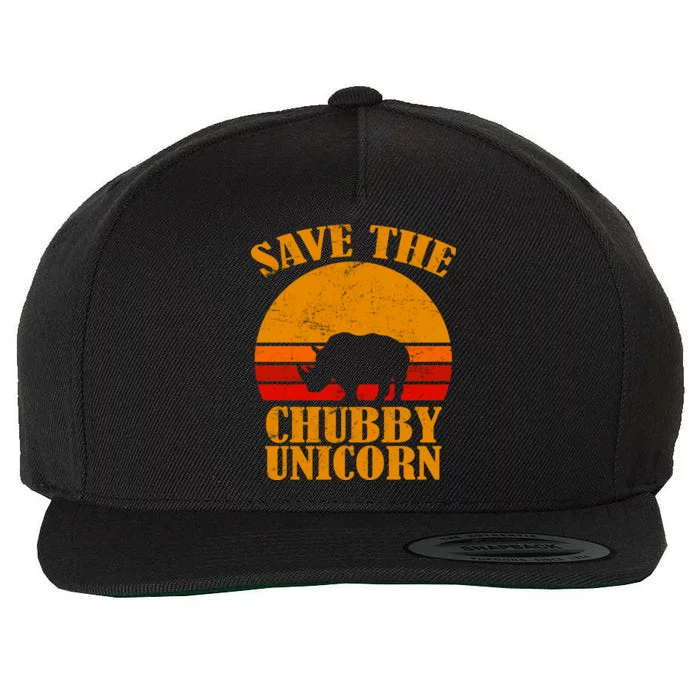 Save The Chubby Unicorn Distressed Sun Wool Snapback Cap