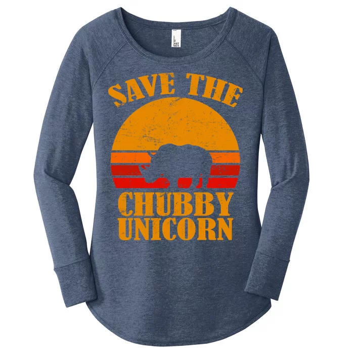 Save The Chubby Unicorn Distressed Sun Women's Perfect Tri Tunic Long Sleeve Shirt