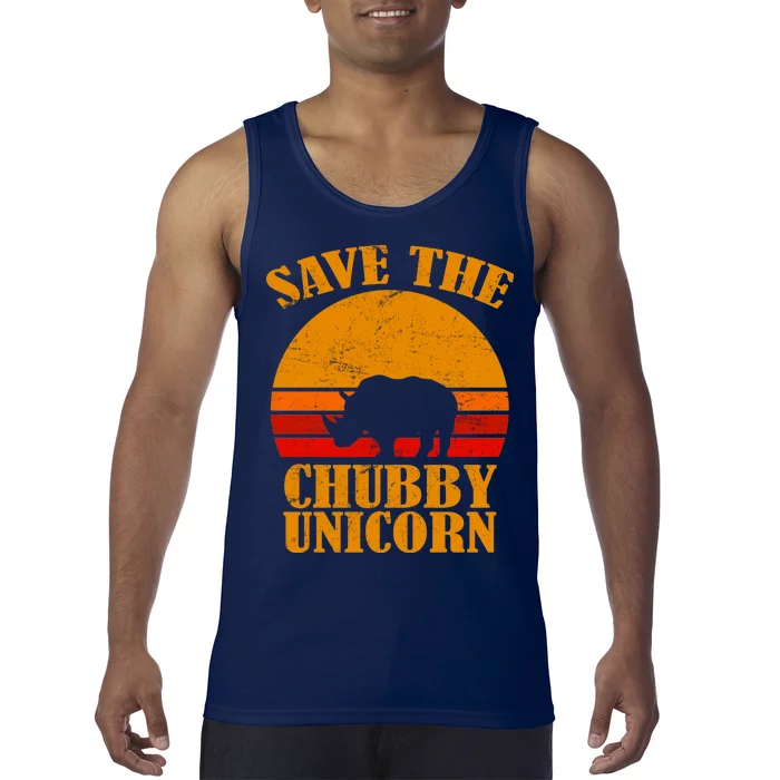 Save The Chubby Unicorn Distressed Sun Tank Top