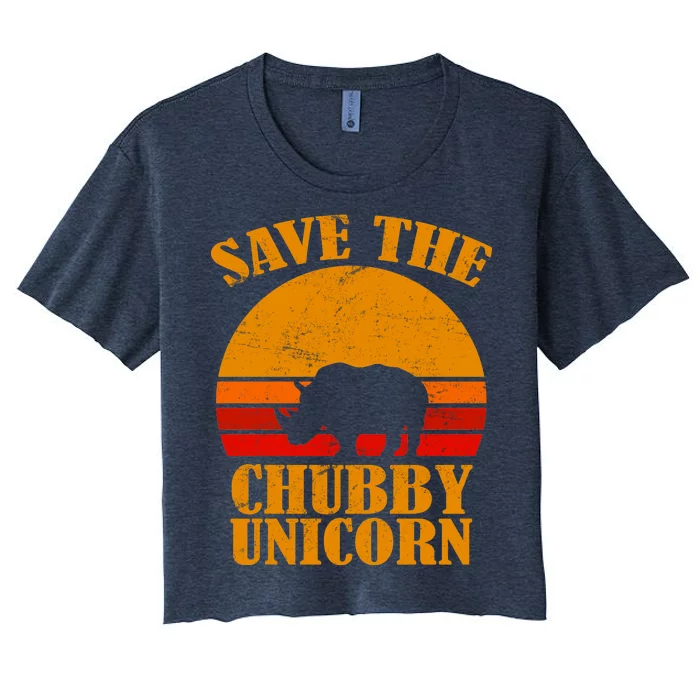 Save The Chubby Unicorn Distressed Sun Women's Crop Top Tee