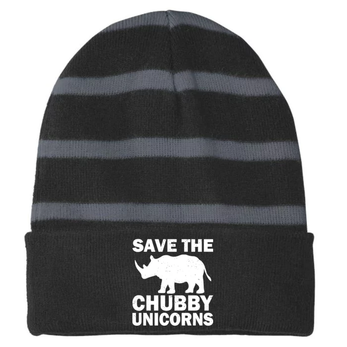 Save The Chubby Unicorns Striped Beanie with Solid Band