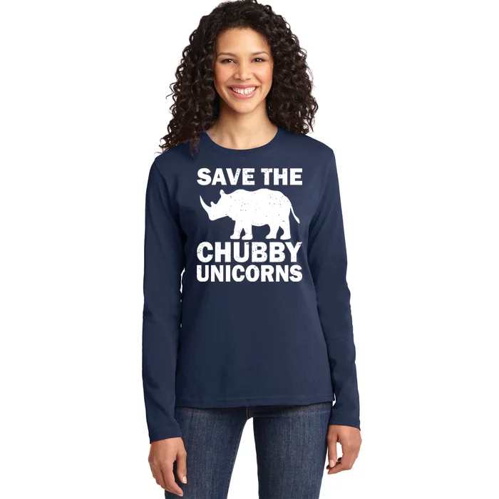 Save The Chubby Unicorns Ladies Long Sleeve Shirt