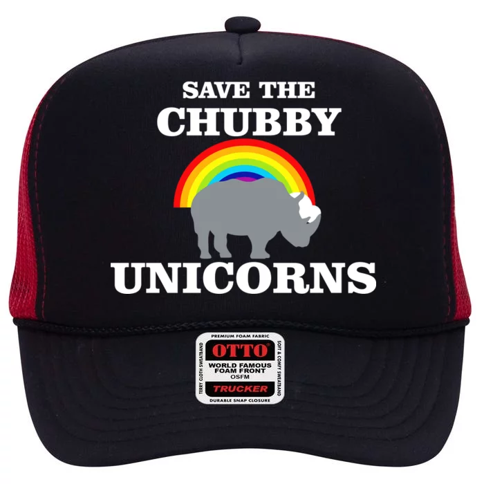 Save The Chubby Unicorns Rainbow High Crown Mesh Trucker Hat