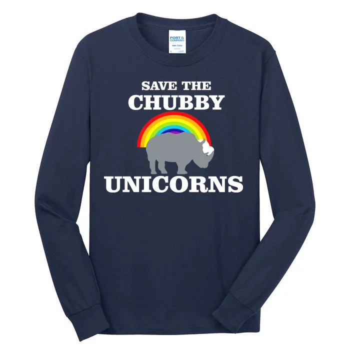 Save The Chubby Unicorns Rainbow Tall Long Sleeve T-Shirt