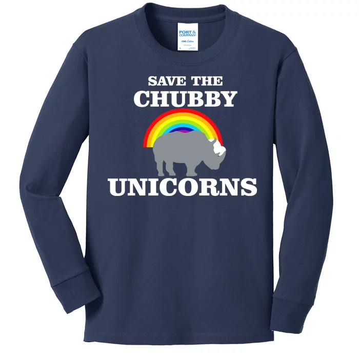 Save The Chubby Unicorns Rainbow Kids Long Sleeve Shirt