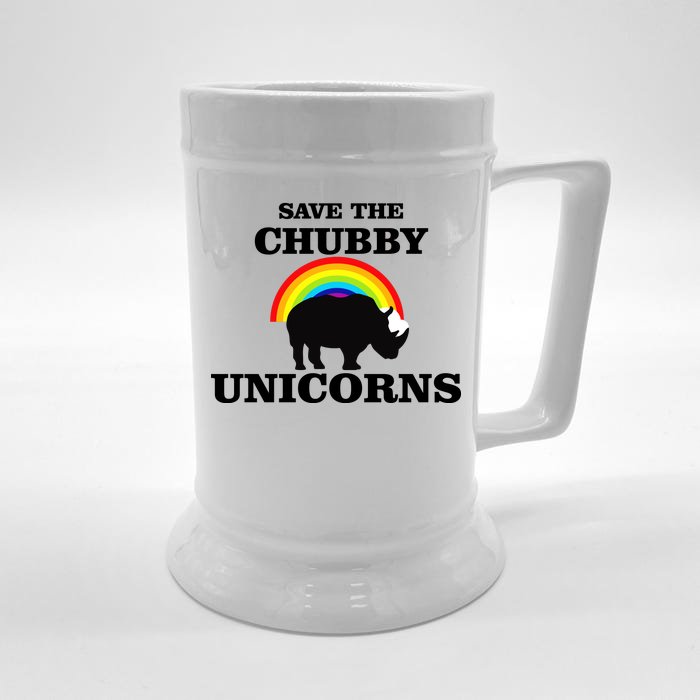 Save The Chubby Unicorns Rainbow Front & Back Beer Stein