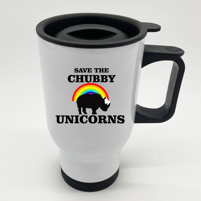 Save The Chubby Unicorns Rainbow Front & Back Stainless Steel Travel Mug