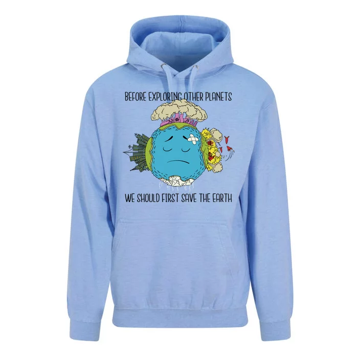 Save The Earth Before Exploring Other Planets Unisex Surf Hoodie