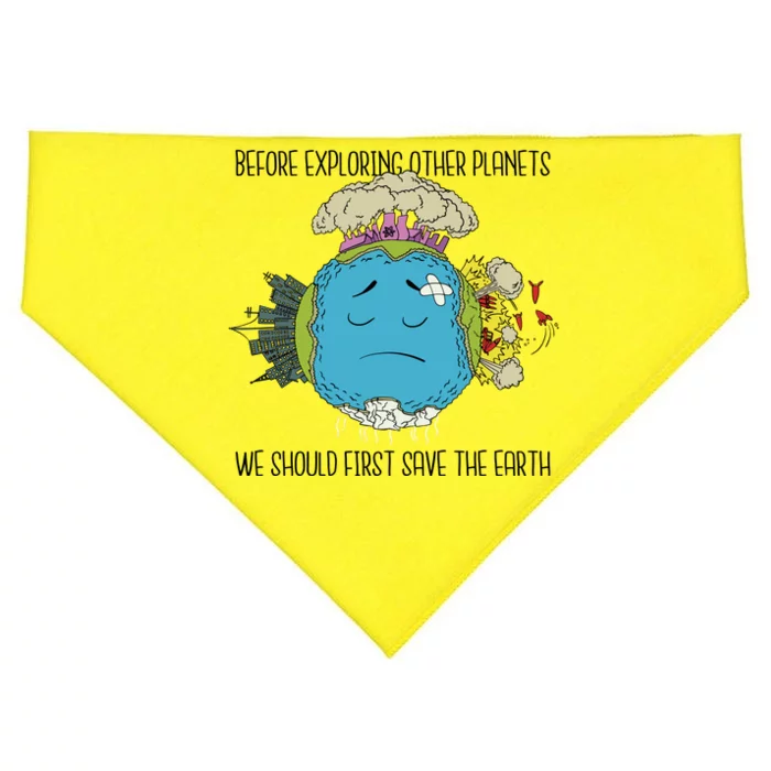 Save The Earth Before Exploring Other Planets USA-Made Doggie Bandana