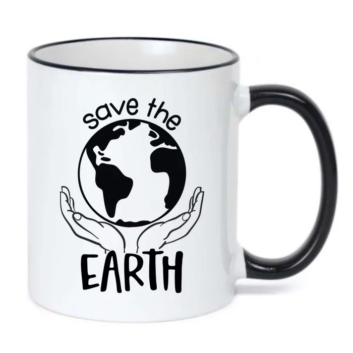 Save The Earth Holding Globe Black Color Changing Mug