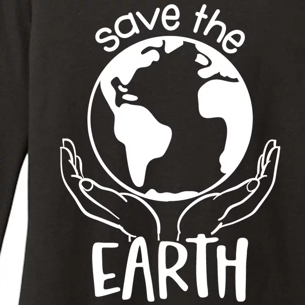 Save The Earth Holding Globe Womens CVC Long Sleeve Shirt