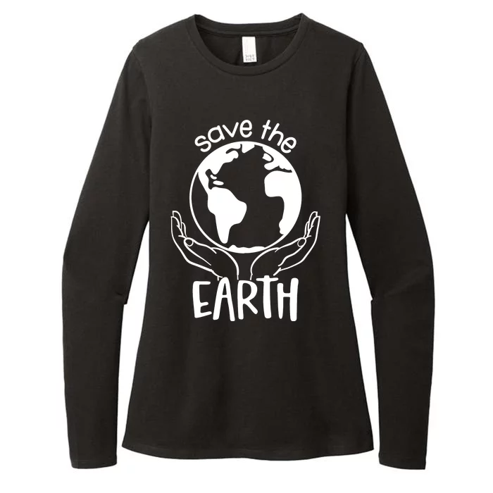 Save The Earth Holding Globe Womens CVC Long Sleeve Shirt