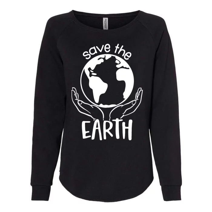 Save The Earth Holding Globe Womens California Wash Sweatshirt