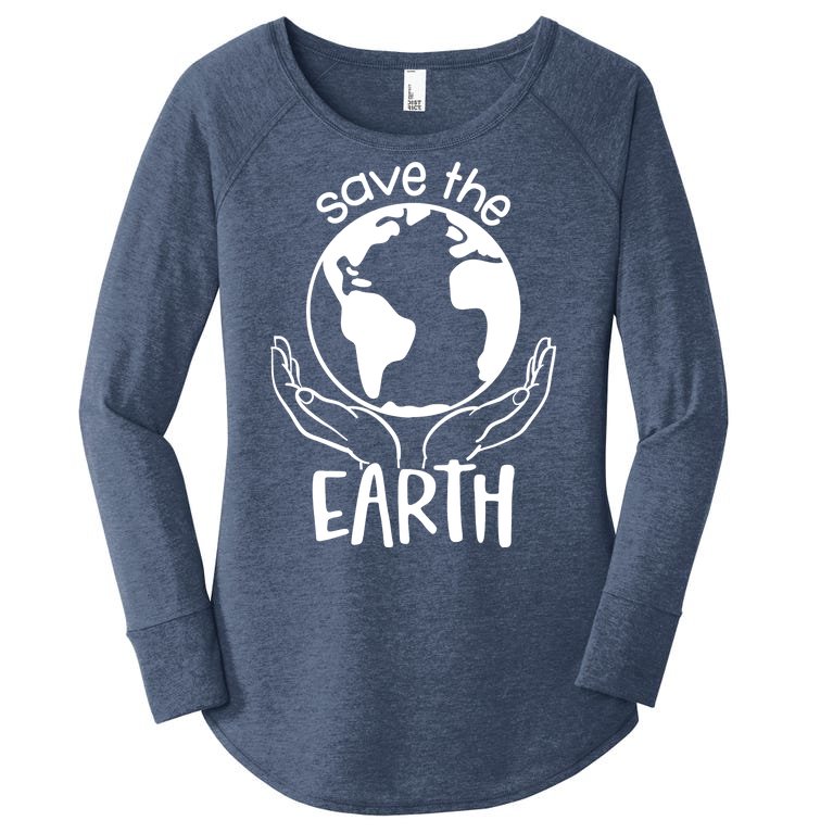 Save The Earth Holding Globe Women’s Perfect Tri Tunic Long Sleeve Shirt