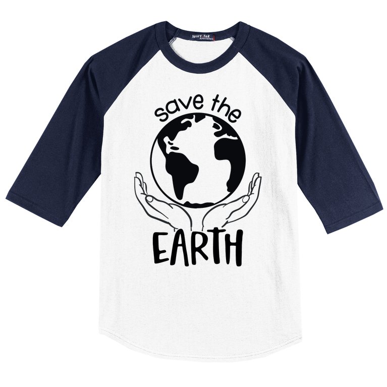 Save The Earth Holding Globe Baseball Sleeve Shirt