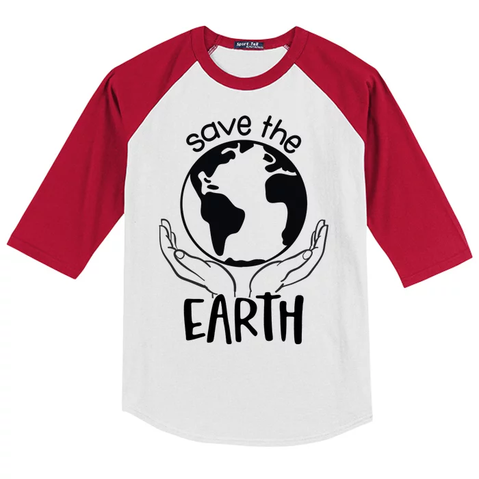 Save The Earth Holding Globe Kids Colorblock Raglan Jersey