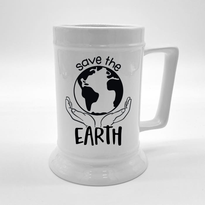 Save The Earth Holding Globe Front & Back Beer Stein