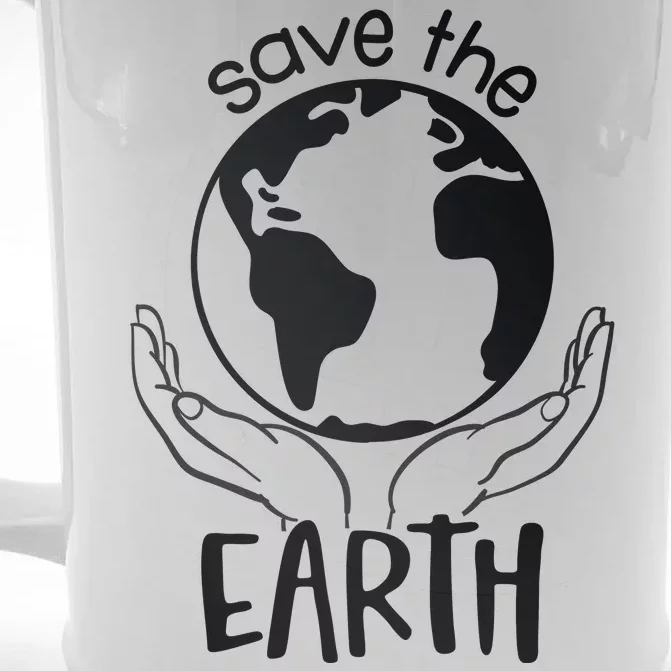 Save The Earth Holding Globe Front & Back Beer Stein