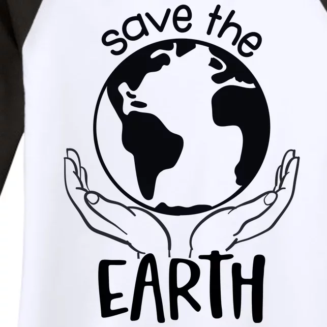 Save The Earth Holding Globe Women's Tri-Blend 3/4-Sleeve Raglan Shirt