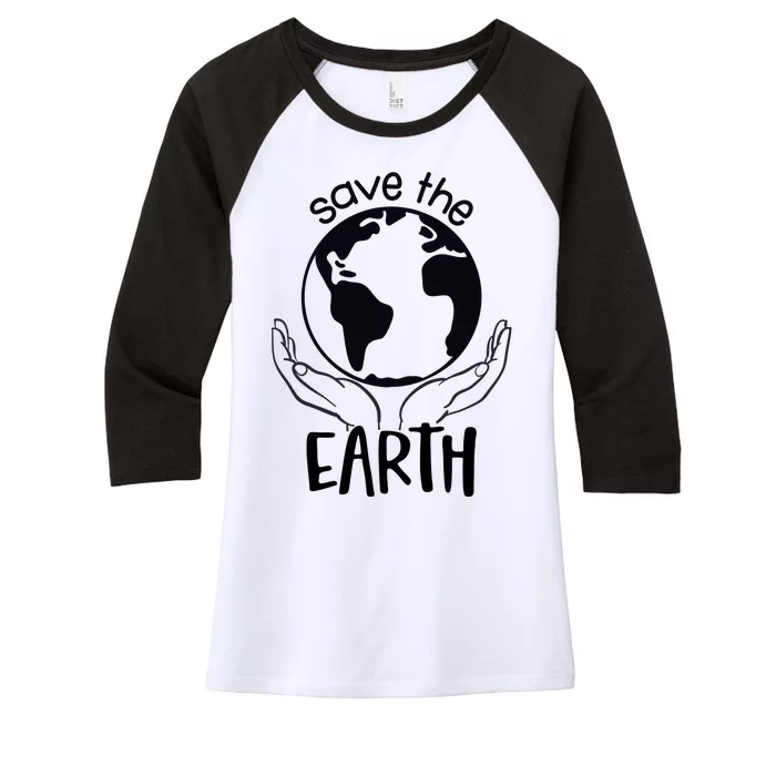 Save The Earth Holding Globe Women's Tri-Blend 3/4-Sleeve Raglan Shirt