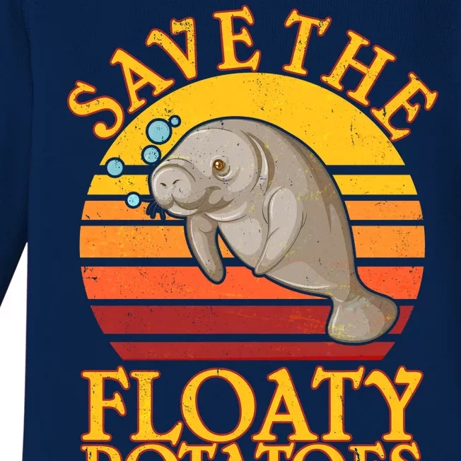 Save The Floaty Potatoes Manatee Baby Long Sleeve Bodysuit