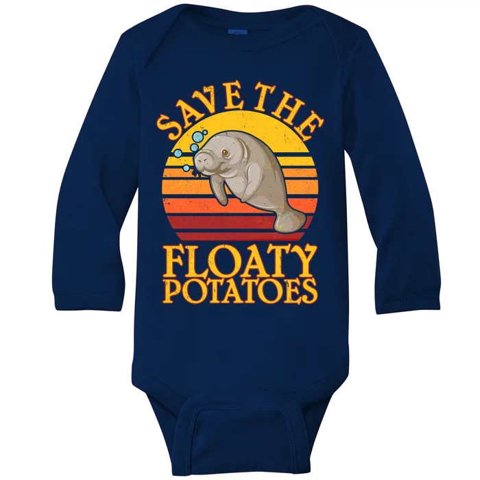 Save The Floaty Potatoes Manatee Baby Long Sleeve Bodysuit