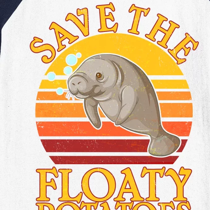 Save The Floaty Potatoes Manatee Baseball Sleeve Shirt