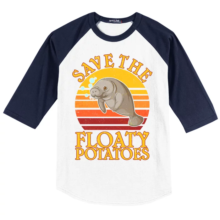 Save The Floaty Potatoes Manatee Baseball Sleeve Shirt