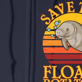 Save The Floaty Potatoes Manatee Full Zip Hoodie