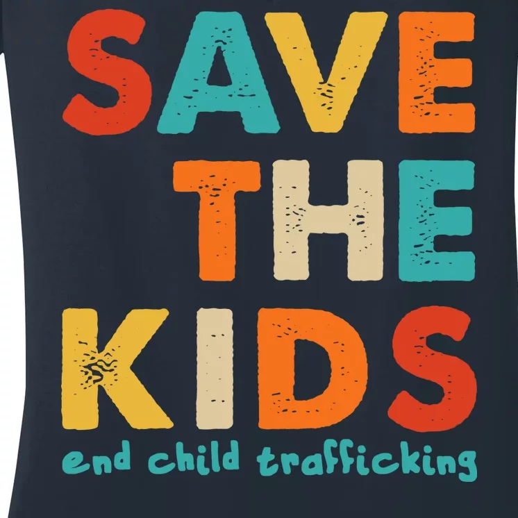 Save the Kids End Child Trafficking Women's V-Neck T-Shirt