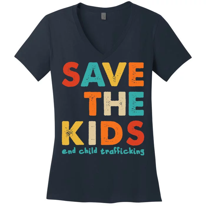 Save the Kids End Child Trafficking Women's V-Neck T-Shirt